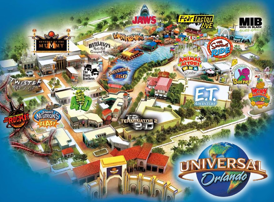 Mapa do Parque Universal Studios em Orlando